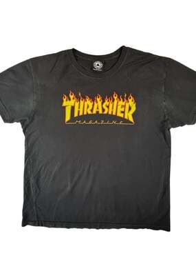 Vintage Thrasher Magazine Flame Logo Black Graphic T-Shirt